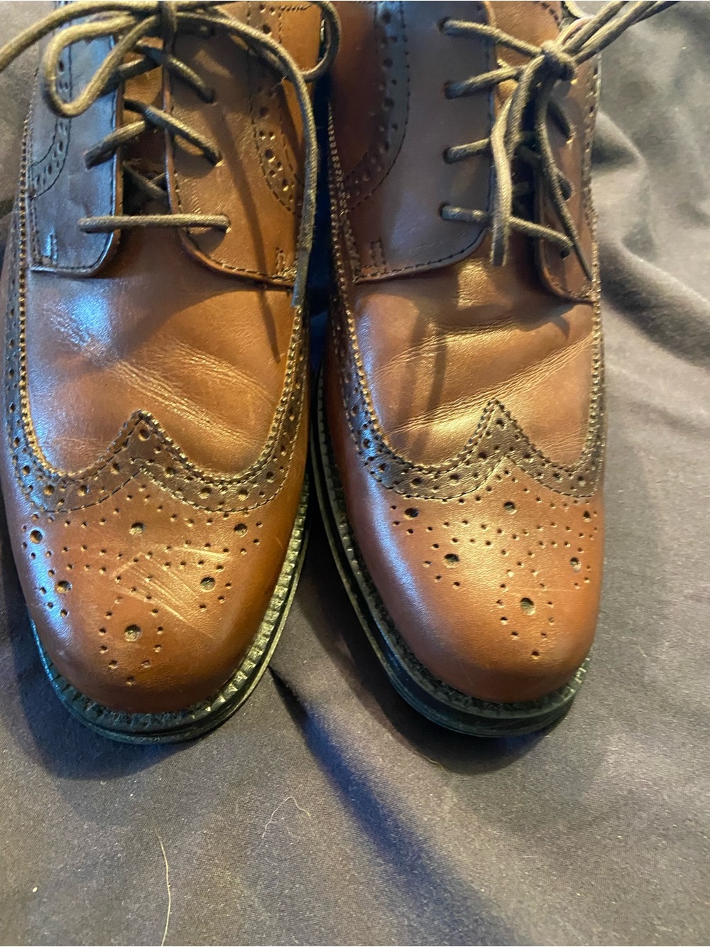 Chaps Men’s Brown Wingtip Dress Shoes size 10 M - Picture 2 of 6